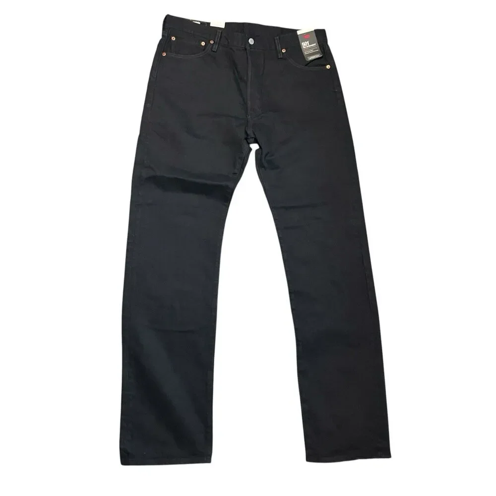 Levi's 501 Jeans Mens 36x36 Black 93’ Straight Denim Button Fly Regular Fit Tall